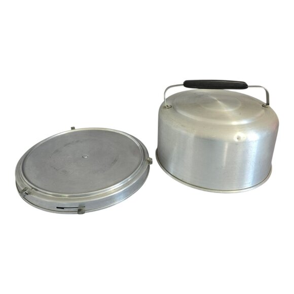 Vintage MIRRO Aluminum Cake Carrier Saver #2002KM w/ Locking Lid & Handle - Picture 2 of 10